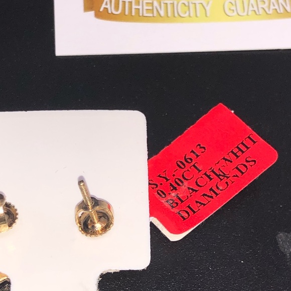 Real Diamond earrings Custom w/Rare black diamond - Picture 6 of 6